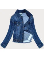 Tmavo modrá dámska džínsová netopierie bunda (5668-K)
