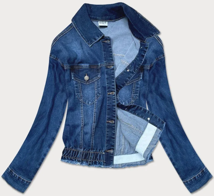 Tmavo modrá dámska džínsová netopierie bunda (5668-K)