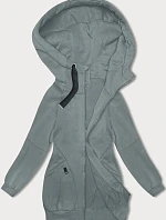 Dámska dlhá voľná mikina s rebrovanými manžetami šedo-zelená (AMG-332A)