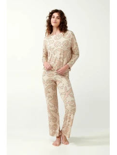 Vamp - Béžové pyžamo s potlačou 21093 - Vamp