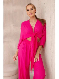 Viskózová súprava, spodná blúzka + nohavice ružová