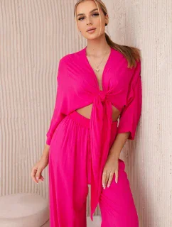 Viskózová súprava, spodná blúzka + nohavice ružová