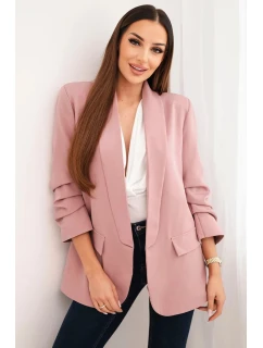 Elegantné sako s klopami tmavoružovej farby