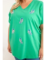 Dámská bavlněná halenka Plus Size s model 22185743 zelená - K-Fashion