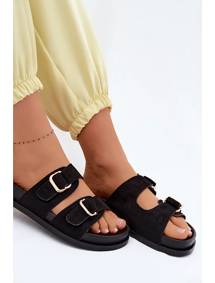 Dámske papuče so zlatými prackami Black Pelorin Dámske papuče so zlatými prackami Black Pelorin
