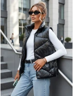 Dámska prešívaná vesta so stojačikom čierna FashionStreet TY3477