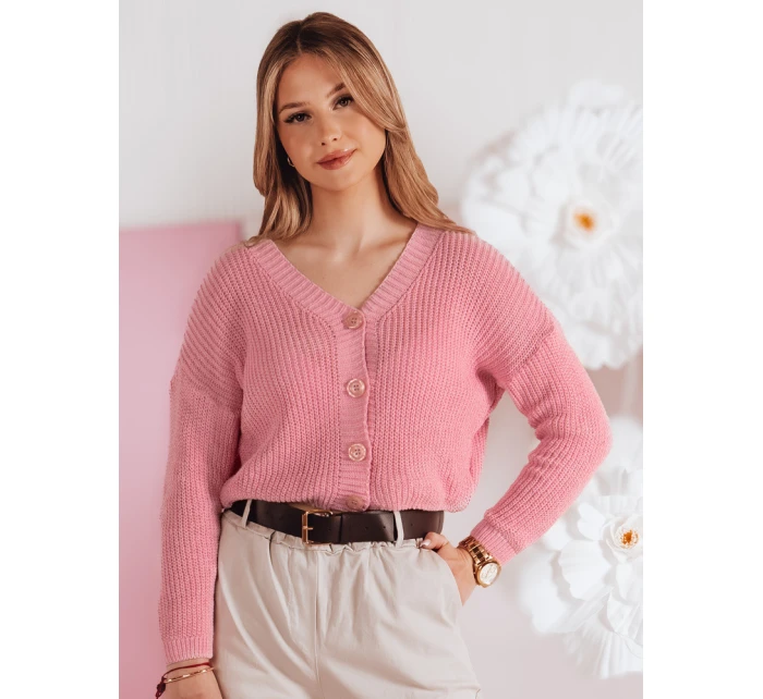 Dámský oversize žebrovaný svetr růžový Dstreet model 21986105 - FashionStreet