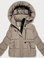 Dámska páperová bunda s kapucňou S'West Dark Beige (B8529-12)