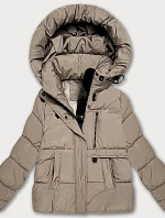 Dámska páperová bunda s kapucňou S'West Dark Beige (B8529-12)
