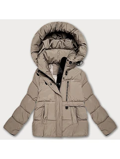Dámska páperová bunda s kapucňou S'West Dark Beige (B8529-12)