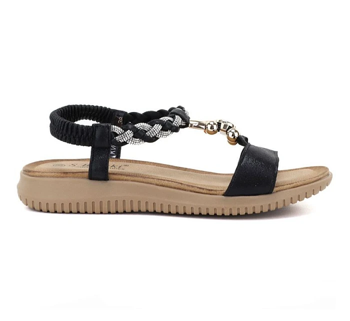 Dámske sandále s gumovou podrážkou čierne S.Barski KV61-6051