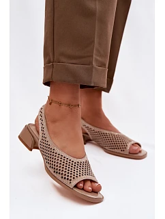 Zdobené síťované dámské sandály na klínku Z & A model 22101312 Béžové - D&A