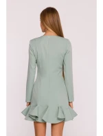 model 21296147 Šaty s volánkovým lemem mátové - Moe