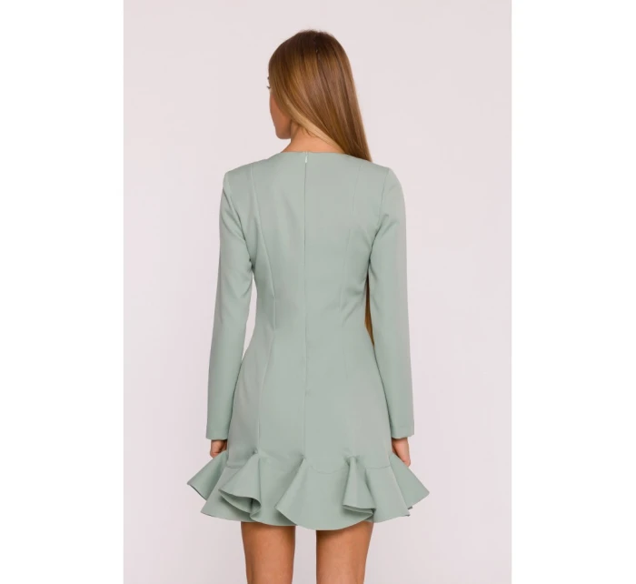 model 21296147 Šaty s volánkovým lemem mátové - Moe