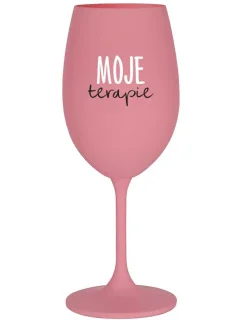 MOJE TERAPIE - růžová sklenice na víno 350 ml