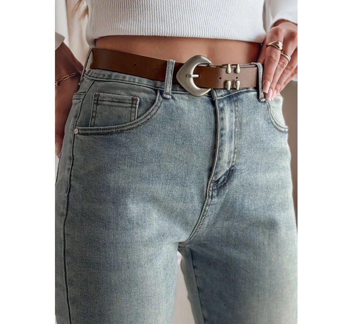 Dámské džínové kalhoty slim fit s páskem modré Dstreet model 21985310 - FashionStreet