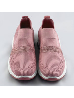 Ružové azúrové dámske topánky so zirkónmi (C1057)
