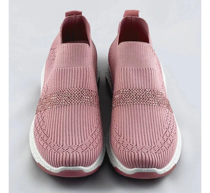 Ružové azúrové dámske topánky so zirkónmi (C1057)