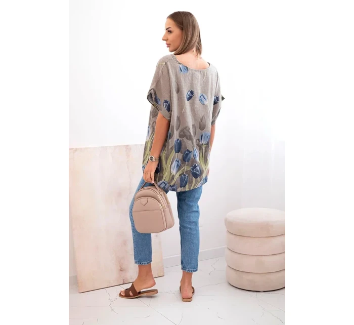 Dámske bavlnené tričko s kvetinovým vzorom fango Dámske bavlnené tričko s kvetinovým vzorom fango