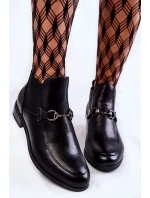 Kožené dámské ploché boty černé model 21601229 - VINCEZA