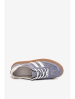 Zamszowe Sneakersy Damskie Na Platformie Niebieskie Marisae