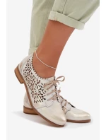 Kožené síťované dámské polobotky model 22027688 zlaté - Zazoo