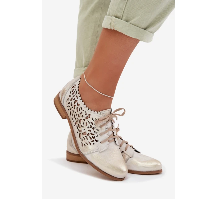 Kožené síťované dámské polobotky model 22027688 zlaté - Zazoo
