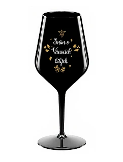 DREAM OF WHITE CHRISTMAS - čierny nerozbitný pohár na víno 470 ml