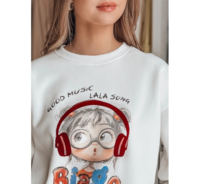 Dámska mikina s potlačou LALA VIBE white FashionStreet BY1504 Dámska mikina s potlačou LALA VIBE white FashionStreet BY1504