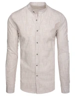 Pánska košeľa s dlhým rukávom a golierom hnedá FashionStreet DX2660