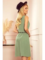 VICTORIA dámské trapézové šaty v olivové barvě model 15133117 - numoco VICTORIA dámské trapézové šaty v olivové barvě model 15133117 - numoco