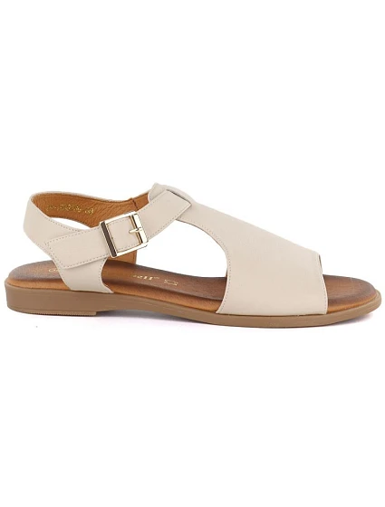 Dámské béžové kožené sandály model 22099492 - Cambell Dámské béžové kožené sandály model 22099492 - Cambell