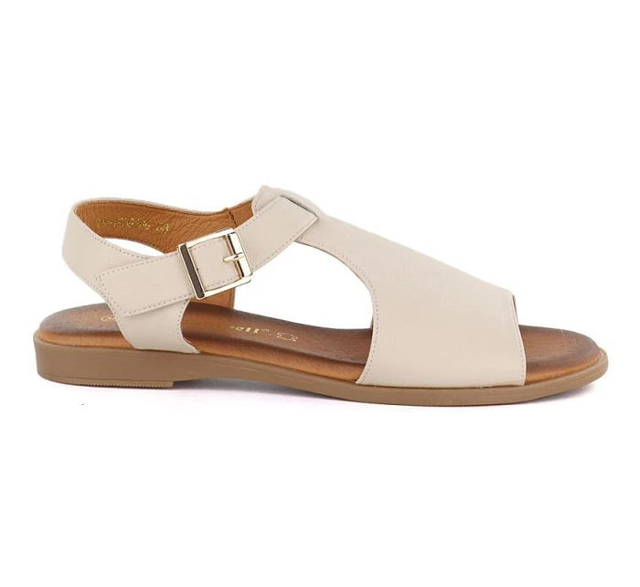 Dámske béžové kožené sandále Cambell 19391