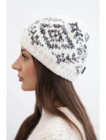 Dámska zimná čiapka s farebnými vzormi a hrubým úpletom K353 white+graphite