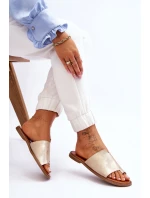 Dámské kožené žabky Světle zlatá model 21613209 - EVENTO