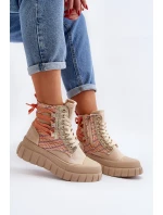 Wysokie Trampki Damskie Na Masywnej Platformie Beżowe Kernia Wysokie Trampki Damskie Na Masywnej Platformie Beżowe Kernia