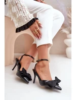 Eko kožené lodičky s mašlí černé model 21679329 - Boto