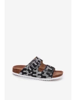 Klapki Damskie Z Klamrami I Brokatem S.Barski RB51-006 Czarne Klapki Damskie Z Klamrami I Brokatem S.Barski RB51-006 Czarne