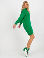 Zelené voľné pletené šaty s rolákom