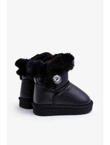 Černé Bessie Zateplené Sněhule S Kožešinou Černé Bessie Zateplené Sněhule S Kožešinou