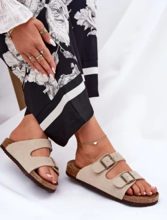 Dámske semišové papuče s prackami Big Star - béžové