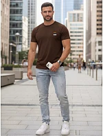 Pánske bavlnené tričko s potlačou hnedého buldoga FashionStreet NX0125R