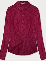 Dámska strieborná pruhovaná košeľa bordová (AWT0111)