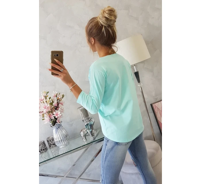Blúzka s potlačou Superior v mätovej farbe