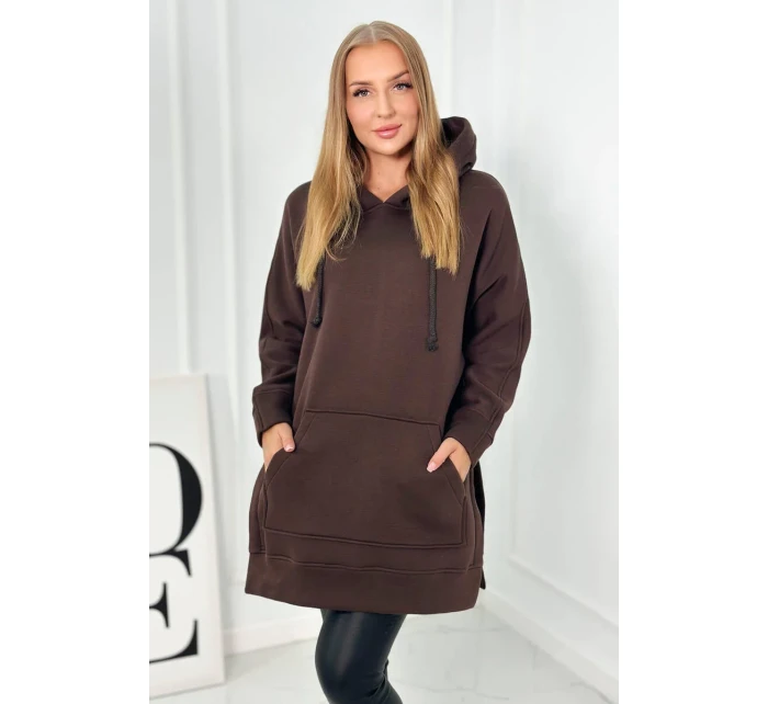 Zateplená mikina s bočnými otvormi hnedá Zateplená mikina s bočnými otvormi hnedá