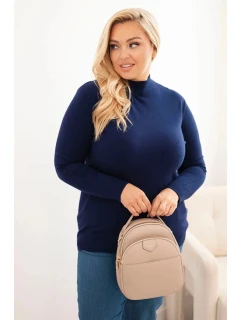 Dámský svetr Plus Size z viskózy s rolákem granátový