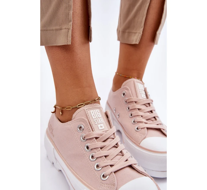 Materiałowe Trampki Na Platformie Big Star LL274151 Nude Materiałowe Trampki Na Platformie Big Star LL274151 Nude