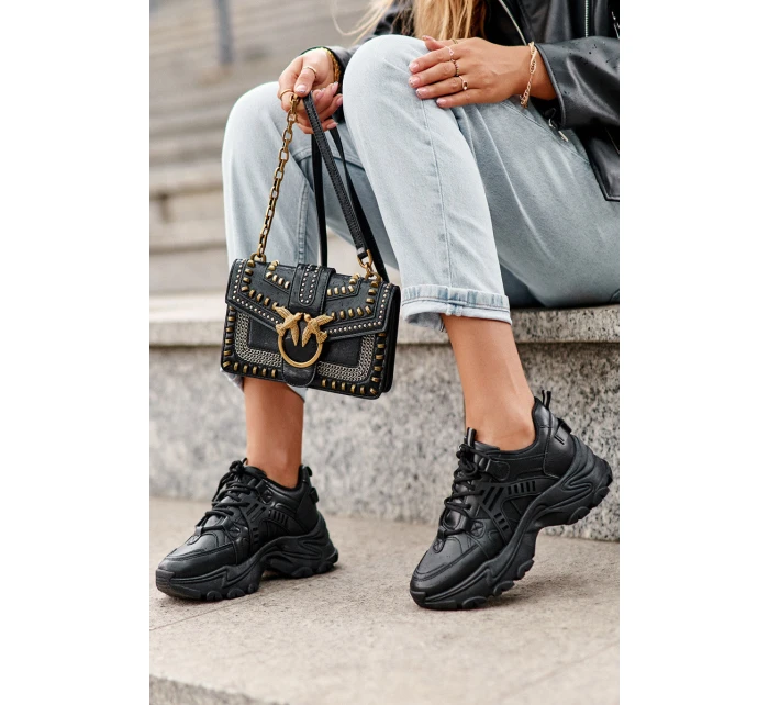 Masywne Damskie Buty Sportowe Sneakersy Czarne Toderus