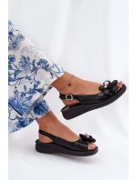 Sandały Damskie Z Ozdobnym Kwiatkiem Czarne Divonne Sandały Damskie Z Ozdobnym Kwiatkiem Czarne Divonne