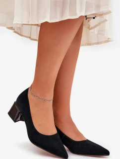 Dámske semišové lodičky so špicatou špičkou Vinceza - čierne